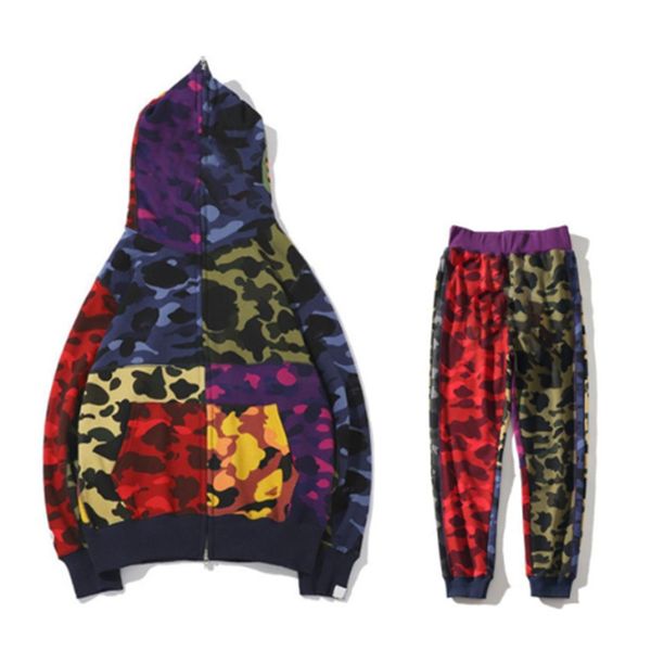 

2023 men tracksuits casual 2 pieces sets hoodie sweatshirt sweatpants camouflage sportswear jogger sport suit s-3xl, Gray