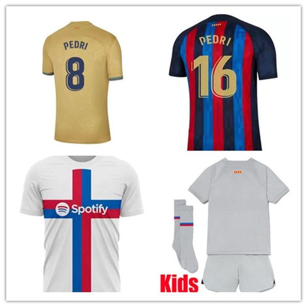 

soccer jerseys soccer jersey player fans pedri full set socks 2022 2023 f. de jong lewandowski thai quality ansu fati barcelonas gavi ferran, Black;yellow