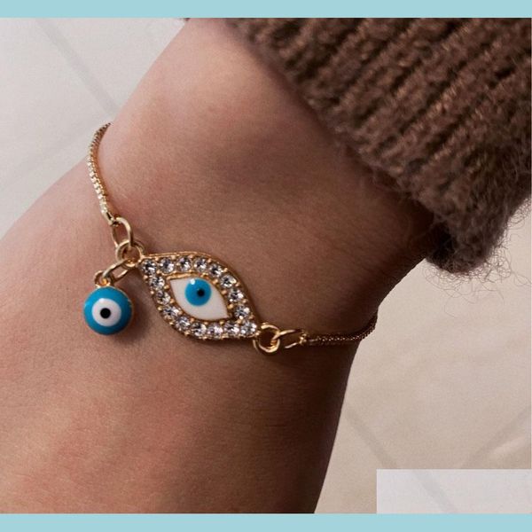 

charm bracelets s1745 fashion jewelry devils eye bracelet glaze blue pendant adjustable drop delivery 2021 bracelets chakrabeads dhxut, Golden;silver