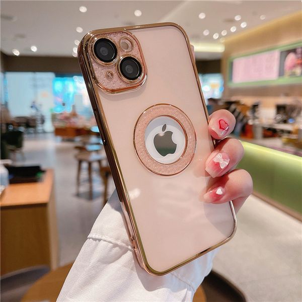 

luxury electroplated phone cases for iphone 14 11 12 13 pro max x xs xr 7 8 plus hollow out transparent soft silicone glitter cases cover
