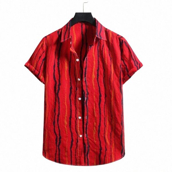 

men's casual shirts men's casual shirts cotton linen shirt summer mens short sleeve button blouse stripe print hawaiian turn-down, White;black