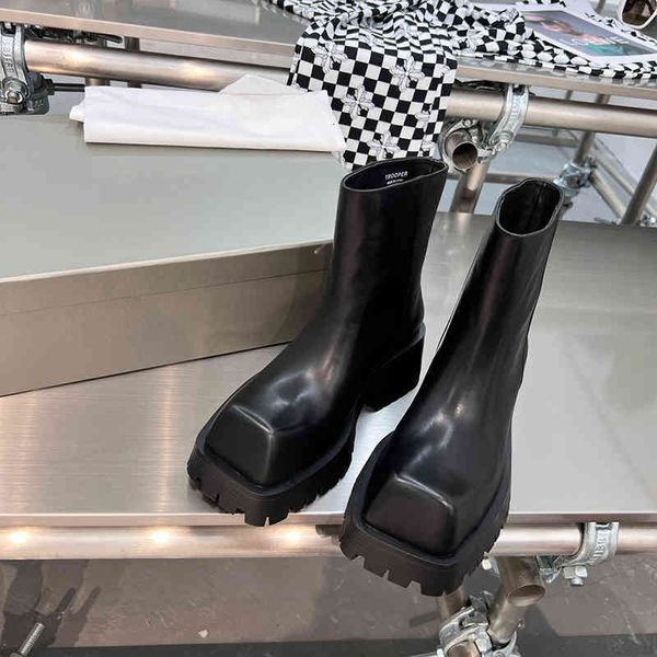 

soled boots thick martin boots thin summer women's british style work leather thick heel short for street bombing and skirt etry, Black