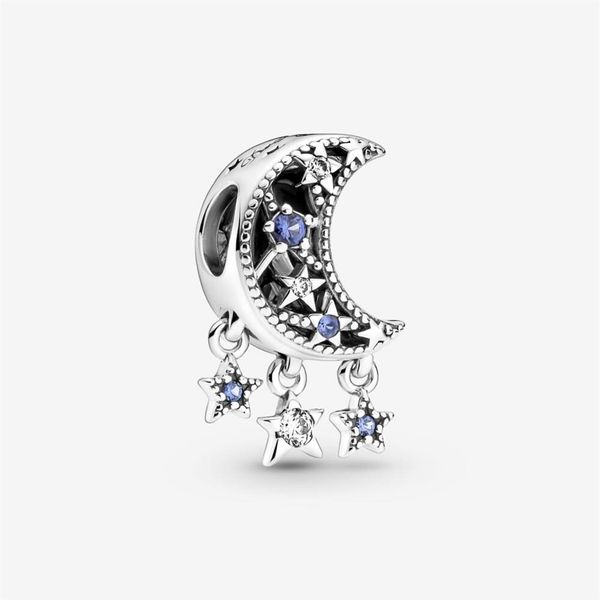

100% 925 sterling silver stars and crescent moon charms fit original european charm bracelet fashion women wedding engagement jewe251s, Bronze;silver