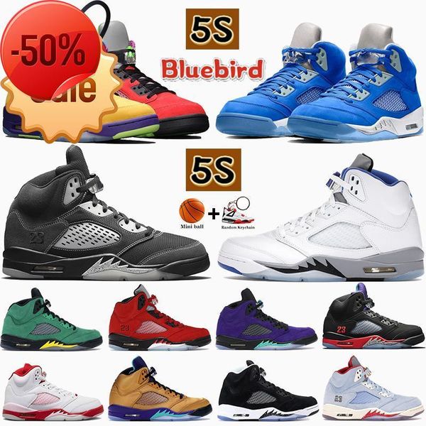 

boots 2023 5 5s basketball shoes bluebird what the anthracite alternate grape oregon blue suede white stealth raging red black metallic mens