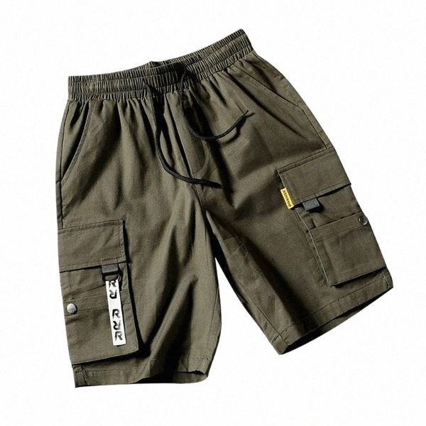

men's shorts sweat shorts men's tide summer outdoors casual multiple pockets patchwork overalls korte broek heren shorts elastic h, White;black