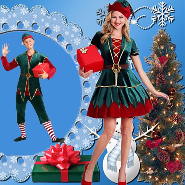 

special occasions bazzery men women christmas santa claus cosplay costume carnival xmas party elf festival couple fancy dress stage 220909, Blue