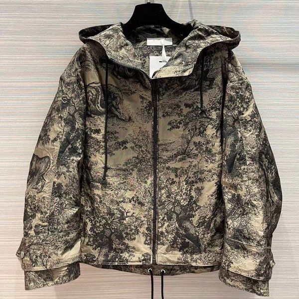 

designer 2022 jackets luxury zipper cardigan hooded trench coat fashionable animal jungle print autumn/winter loose jacket, Black;brown