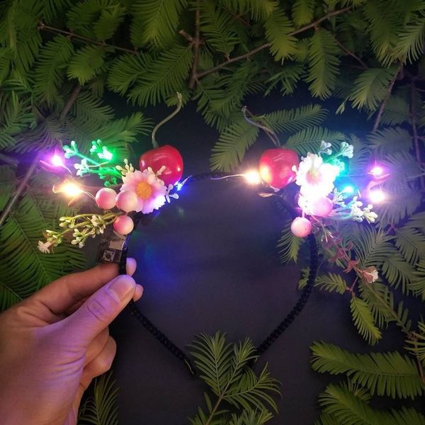 

hair accessories kids adults headband cute led glowing elk antlers reindeer deer cat ear light up party festival 220909, Slivery;white