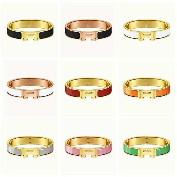 

luxury brand 18k gold stainless steel h bangle bracelet jewelry for women gift305h, Black