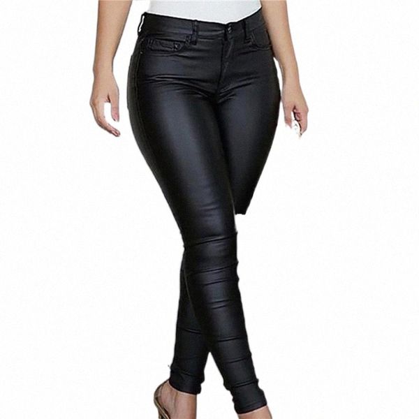 

women's leggings women's leggings leather casual pants small feet women warm trousers tight-fitting ladies stretch high-waist fash, Black