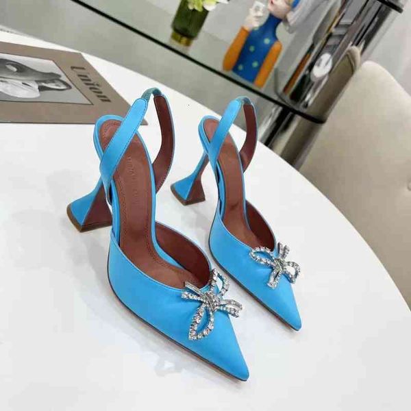 

sandals sqring autumnwomen slingback pumps s bowtie satin wine glass high heels pointed toe dress shoes, Black