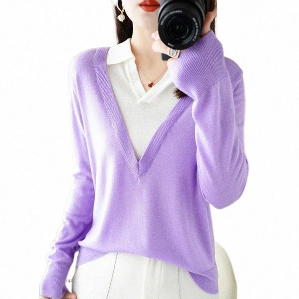 

women's sweaters women's sweaters cashmere women v-neck fake two-piece pullovers spring autumn womens sweater knitwear shirtwomen&, White;black