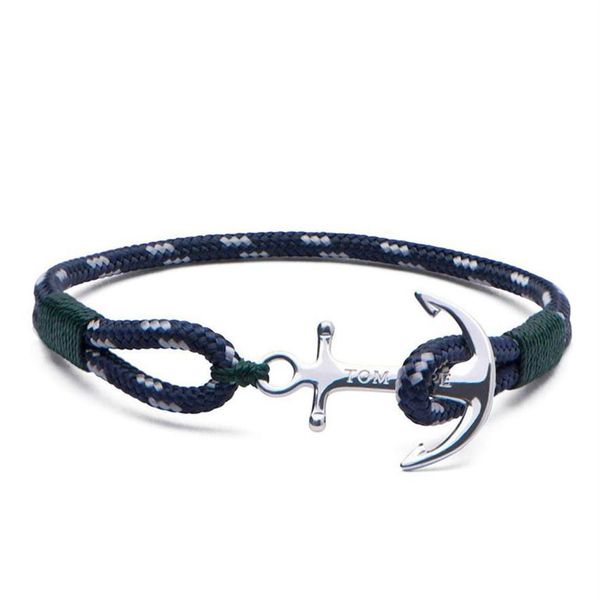 

tom hope bracelet 4 size handmade southern green thread rope chains stainless steel anchor charms bangle with box and tag th11277j289c, Golden;silver
