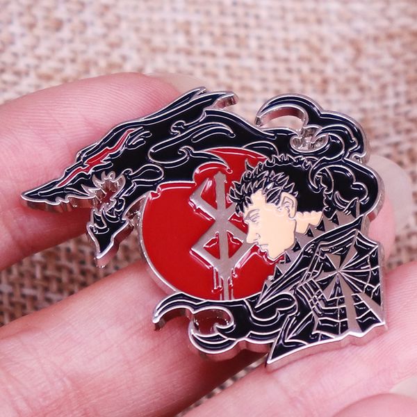 

other fashion accessories berserk guts the black swordsman enamel pin beast of darkness badge japanese manga series brooch backpack decorati, Silver