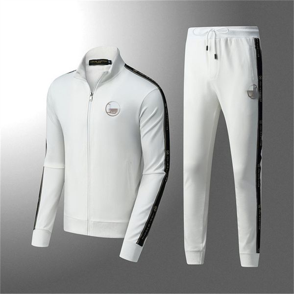 

men's tracksuits fashion casual suits mens designer spring autumn clothing 2pcs jacket sports trousers suite -3xl q007, Gray