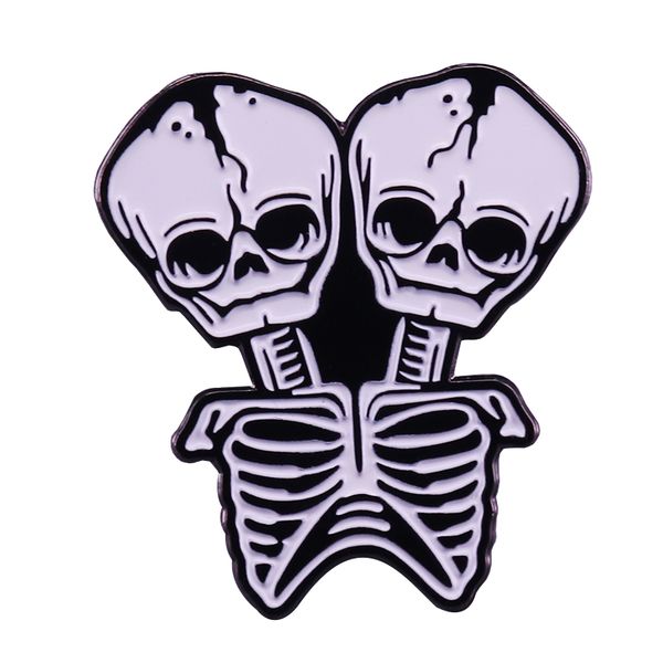 

double-headed skeleton pin black white gothic art accessory s1000, Blue