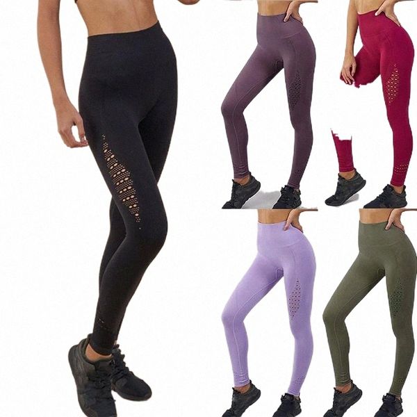 

women's leggings women's leggings solid high waist fitness women seamless energy tights workout running activewear pants hollow sp, Black