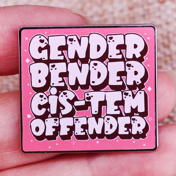 

other fashion accessories gender bender cis-tem offender enamel pin drag race brooch badge backpack decoration jewelry, Silver