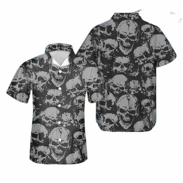 

men's casual shirts men's casual shirts 3d printing skull button shirt harajuku oversize black white summer youth passion plus siz, White;black