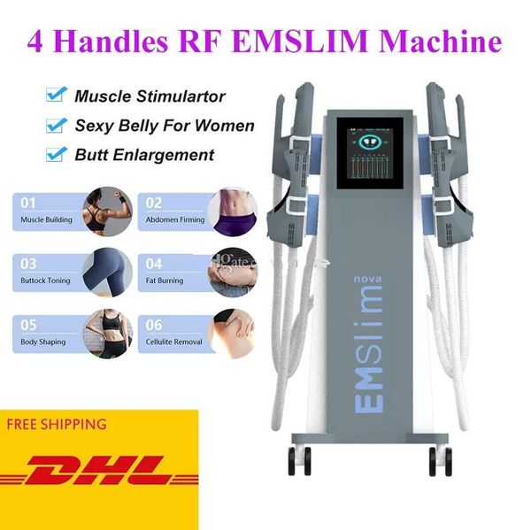 

powerful emslim body slimming weight loss machine hiemt electromagnetic muscle building rf skin tightening beauty equipment with rf 4 handle