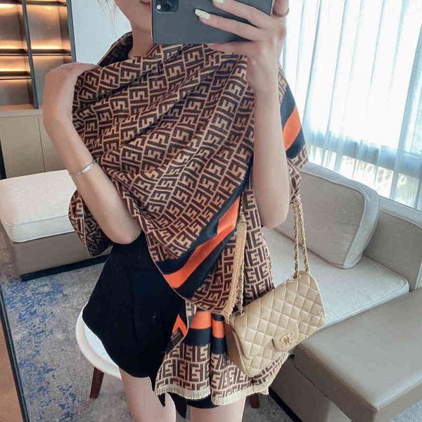 

design 2021 new fe imitation cashmere scarf autumn and lovers super warm shawl for female students, Blue;gray