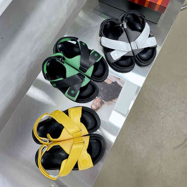 

leather sandals slippers women's summer thick soled raised rear trip belt sheepskin color matching open toe cool slippers gjfy, Black