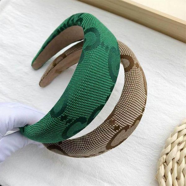 

headbands vintage brand designer double letter printing headbands for women wide-brimmed thicken spring hairbands headwrap cloth fabric head, Silver