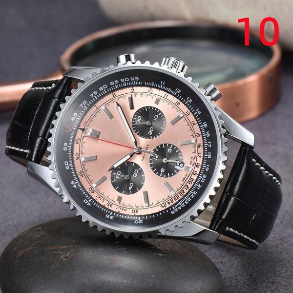 

wristwatches for men 2022 new mens watches 48mm diameter all dial work quartz watch navitimer 1884 luxury brand chronograph clock leather be, Slivery;brown