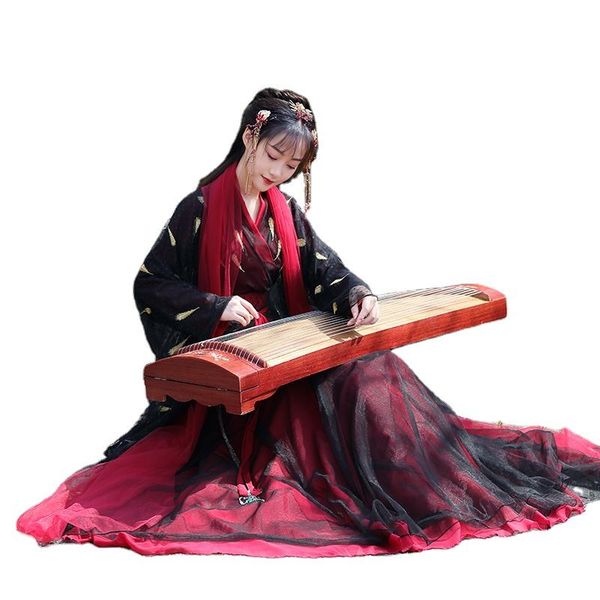 

female chivalrous trend ethnic clothing elegant ancient costume chinese hanfu annual meeting dance performance wear spring outing dress lady, Red