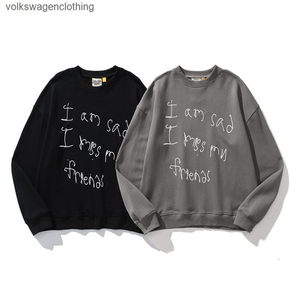 

men's women's hoodies sweatshirts gary dept street old letters loose round neck lovers long sleeve pullover, Black