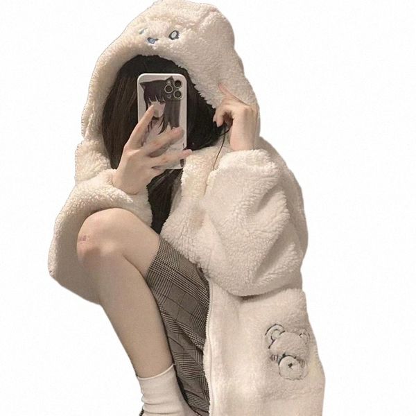 

women's fur & faux fur women's fur & faux 2021 autumn winter lamb wool coat women casual warm soft zipper kawaii overcoat pocket p, Black