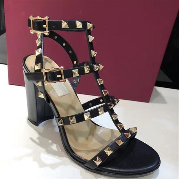 

multi function roman gladiator sandals fashion chunky high heel designer summer 2021 for women unique casu valentinoe''v2631, Black