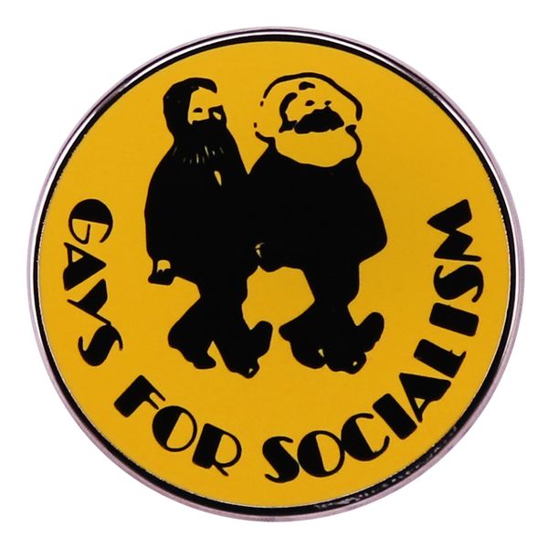 

other fashion accessories gays for socialism enamel pin marx engels lgbt badge backpack decoration jewelry, Silver