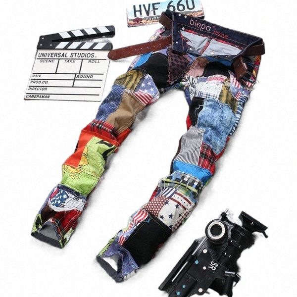 

men's jeans 2019 colorful jeans men denim pant patch jeans slim fit fashion designer fashion show denim men z82r#, Blue