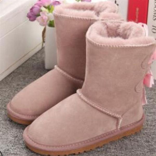 

2021 winter australia baby snow girls childrens boots style cow suede leather waterproof winter cotton boots warm boots shoes kids2478, Black;grey
