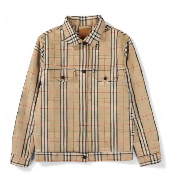 

bu mens jacket embroidered plaid baseball denim jackets tb luxury cardigan coat men women casual shirt, Black;brown