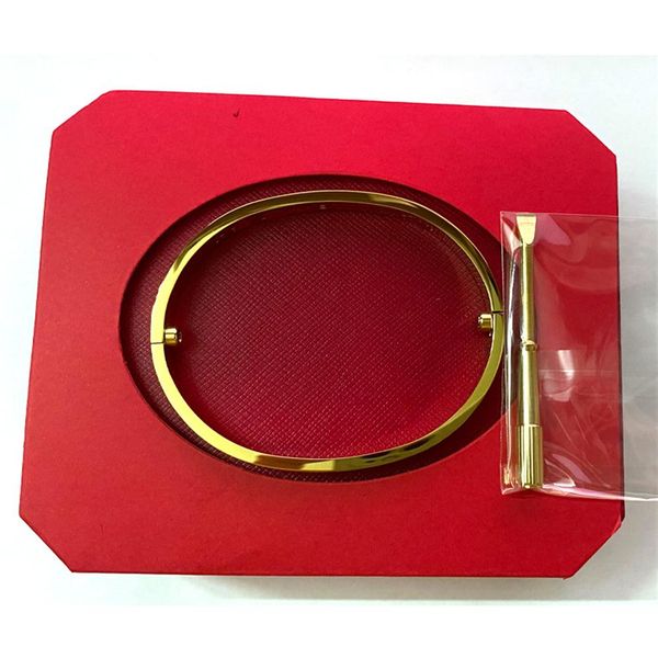 

fashion 316l titanium steel love screw bangles brand with cz stone screwdriver bracelets for women men bracelets with original box252z, Golden;silver