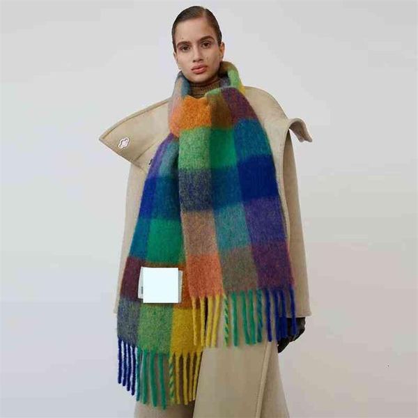 

ac studios men and women general style imitation cashmere scarf designer acne blanket plaid tzitzit319p, Blue;gray