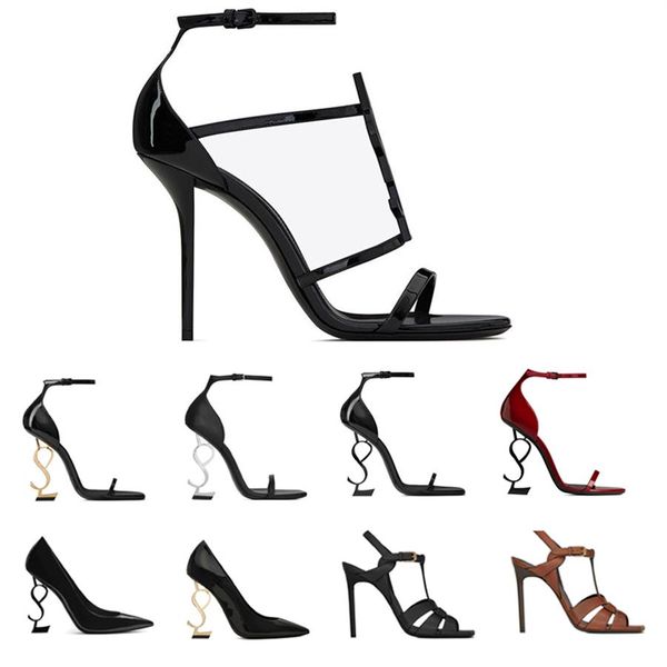 

women dress shoes high heels open toe gold tone triple black red luxury womens lady designer sandals party wedding office pumps  5cm 283i