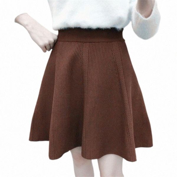 

skirts skirts gowyimmes autumn big size vintage women knitted skirt girl short a-line pleated lady high waist knitting mini pd819skirts t1rg, Black