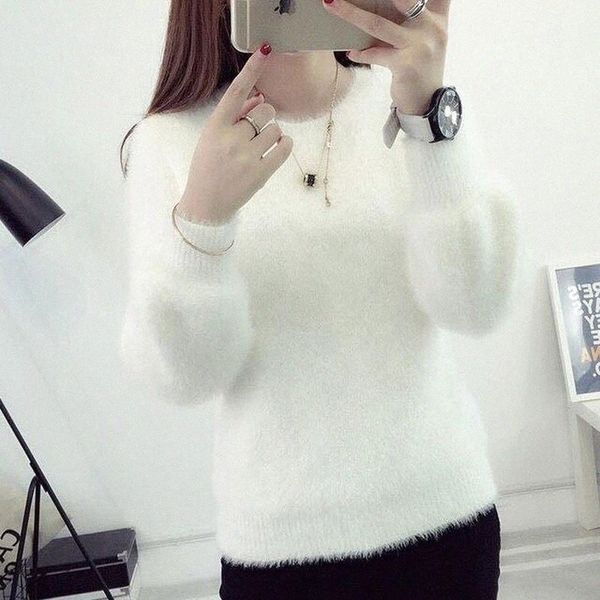 

women's sweaters women's sweaters cardigan crop sweater women's knit autumn and winter round neck short wool jacket keep warm, White;black