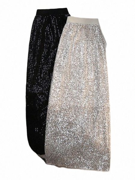 

skirts skirts syiwidii sequin womens y2k pencil empire harajuku mid length black clothes 2022 loose korean fashion up bottomsskirts y6ae#
