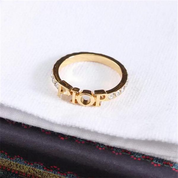 

fashion designer gold letter band rings bague for women lady party wedding lovers gift engagement jewelry with box216o, Silver