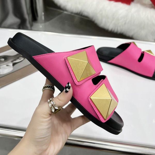 

summer women's fashion slippers casual designer leather sandals comfortable versatile office shoes, Black