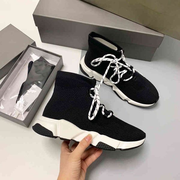 

boots lovers luxury designer socks sports fashion sneakers spring autumn couples shoes, Black