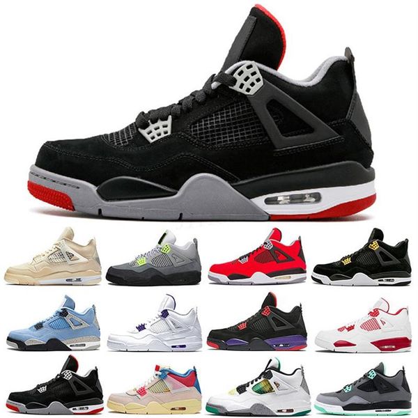 

2022 whole jumpman 4 4s men womens basketball shoes white cement cactus jack neon court purple bred mens trainers sports sneakers 36-462523, Black