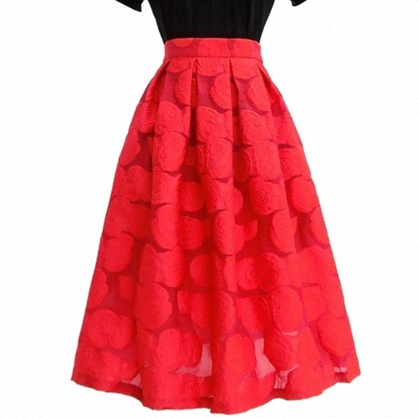 

skirts skirts ladies elegant fashion autumn organza embroidered umbrella skirt women high waist midi calf ball gown skirtskirts e3ks#, Black