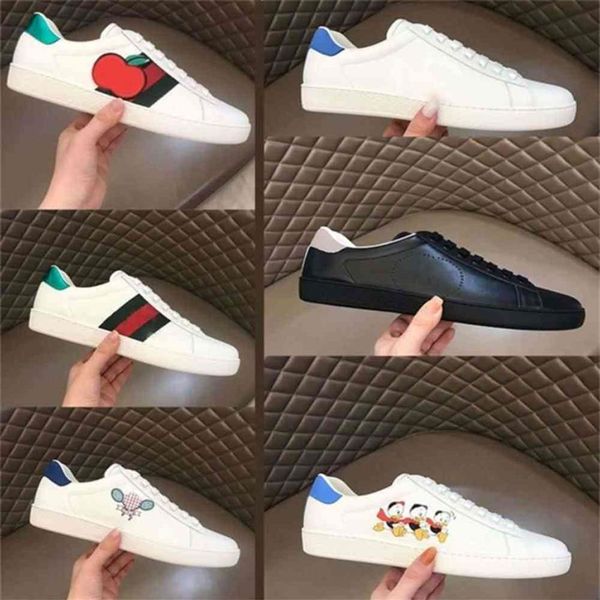 

2021 designer casual shoes fashion men and women 1  luxury fashion tennis bee tiger white striped leather shoes sport size sports192t, Black