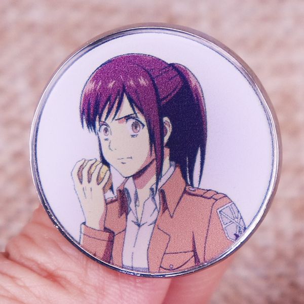 

other fashion accessories attack on titan sasha enamel pin badge anime manga brooch backpack decoration jewelry otaku gift, Silver