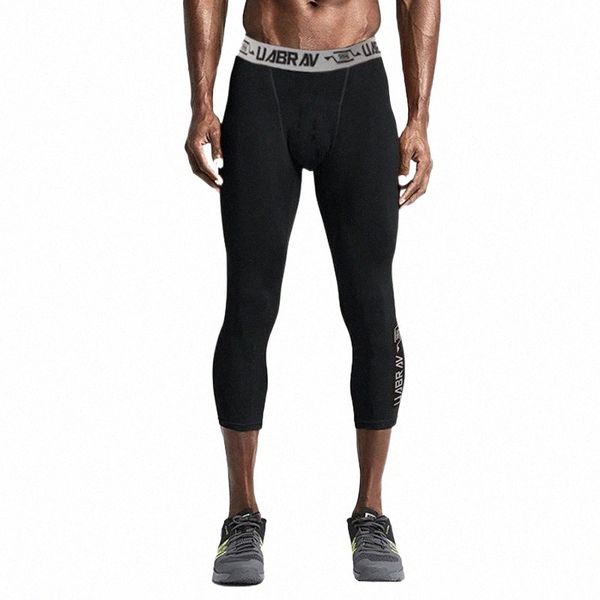 

men's pants men's pants men leggings running sports gym fitness jogging compression tight quick dry trousers workout training calf, Black